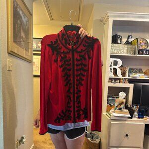 XL RED & BLACK XL ZIPPERED SWEATER